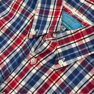 Castaway Nantucket Island Red/Blue Plaid Long-Sleeve Button-Up Shirt Medium